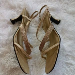 Metaphor Gold Glitter Heel Sandals